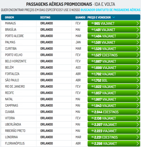 Passagens aereas para Orlando a partir de